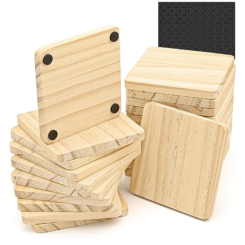 24 Stück unlackierte Holz-Untersetzer, 10,2 cm, quadratisch, blanko, Getränkematte, Tassenpad, Holzhandwerk, Untersetzer, Schutz, Tischplatte für drinnen und draußen, DIY, Zeichnen, Malen, Gravieren, von JTOOYS