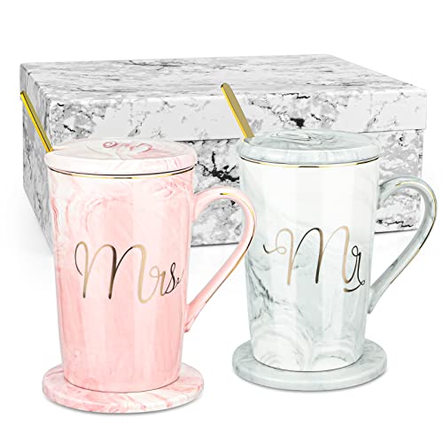 Mr & Mrs Paare Kaffeetassen Tassen Geschenke Set Kaffeebecher hochzeitsgeschenke für brautpaar Pärchen zur Hochzeit Verlobung Hochzeitstag, Hochzeitsgeschenke Braut & Bräutigam Jungvermählten Jubiläum von JTOOYS