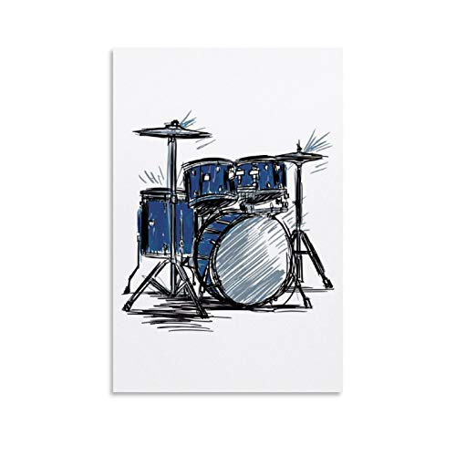 JTYK Blaues Schlagzeug-Kit, Schlafzimmer-Poster, Leinwandkunst, Poster und Wandkunstdruck, modernes Familienschlafzimmerdekor, Poster 60 x 90 cm von JTYK