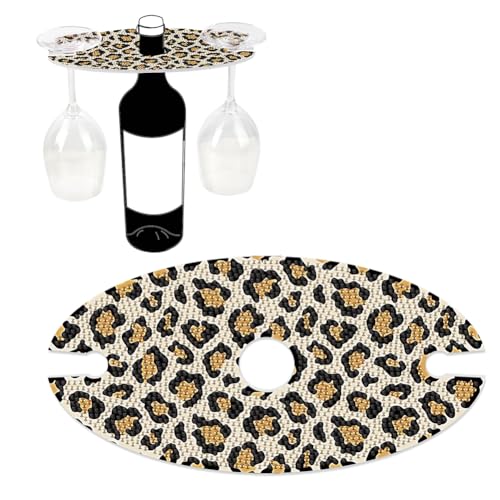JUCHRZEY Acryl speziell geformte Leopardenlinie Mandala Kunst Desktop Diamant Weinglashalter Kunst Kits 5D DIY Diamant Kunst Weinflaschenhalter for Küchenschrank von JUCHRZEY