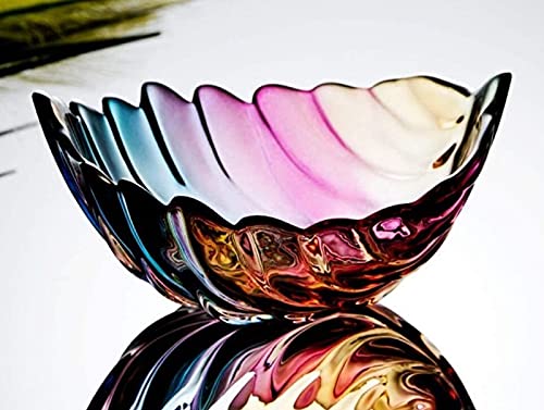 JUNYFFF Obstteller, Glasschalen, Glasteller, Speiseteller, Bunte Glasblatt Obstteller Frucht Platte Glas Europäischen Getrockneten Obstteller-(30X18cm),B von JUNYFFF