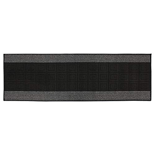 JVL Palmero Teppichläufer mit Latex-Rückseite, maschinenwaschbar, Schwarz/Grau, 57 x 180 cm von JVL