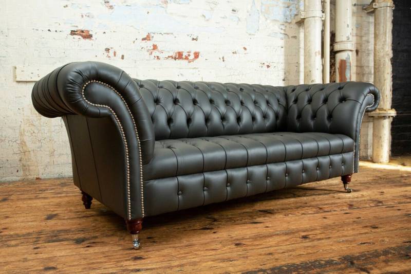 JVmoebel 3-Sitzer Wohnzimmer Chesterfield Sofa Design Dreisitzer 100% Leder Sofort von JVmoebel