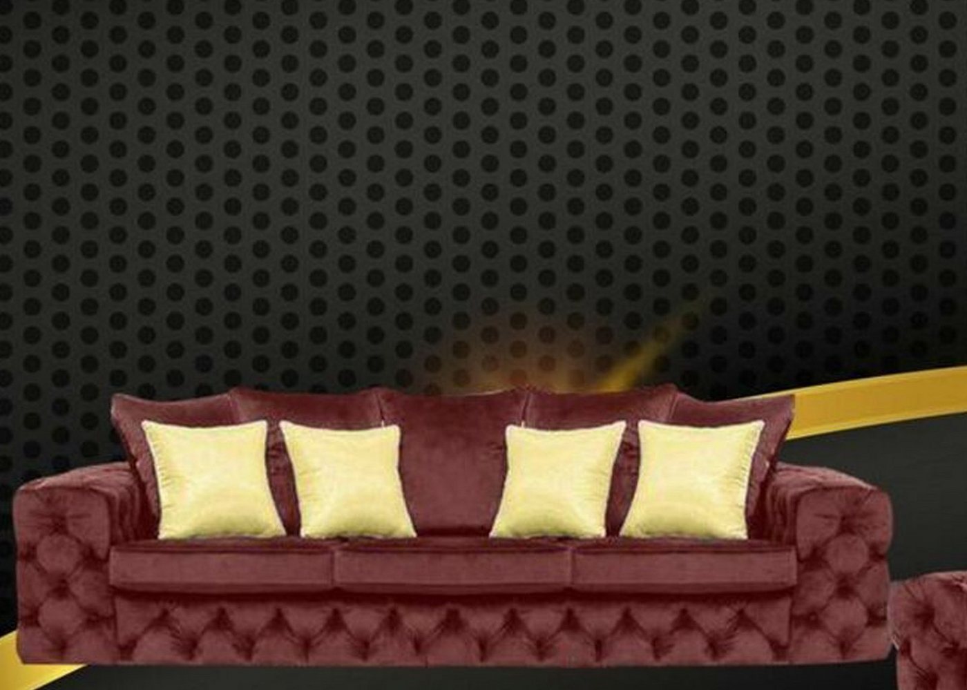 JVmoebel Chesterfield-Sofa, Luxus 4 Sitzer Couch Polster Sofa Leder Stoff Textil Couchen Garnitur Dreisitzer von JVmoebel