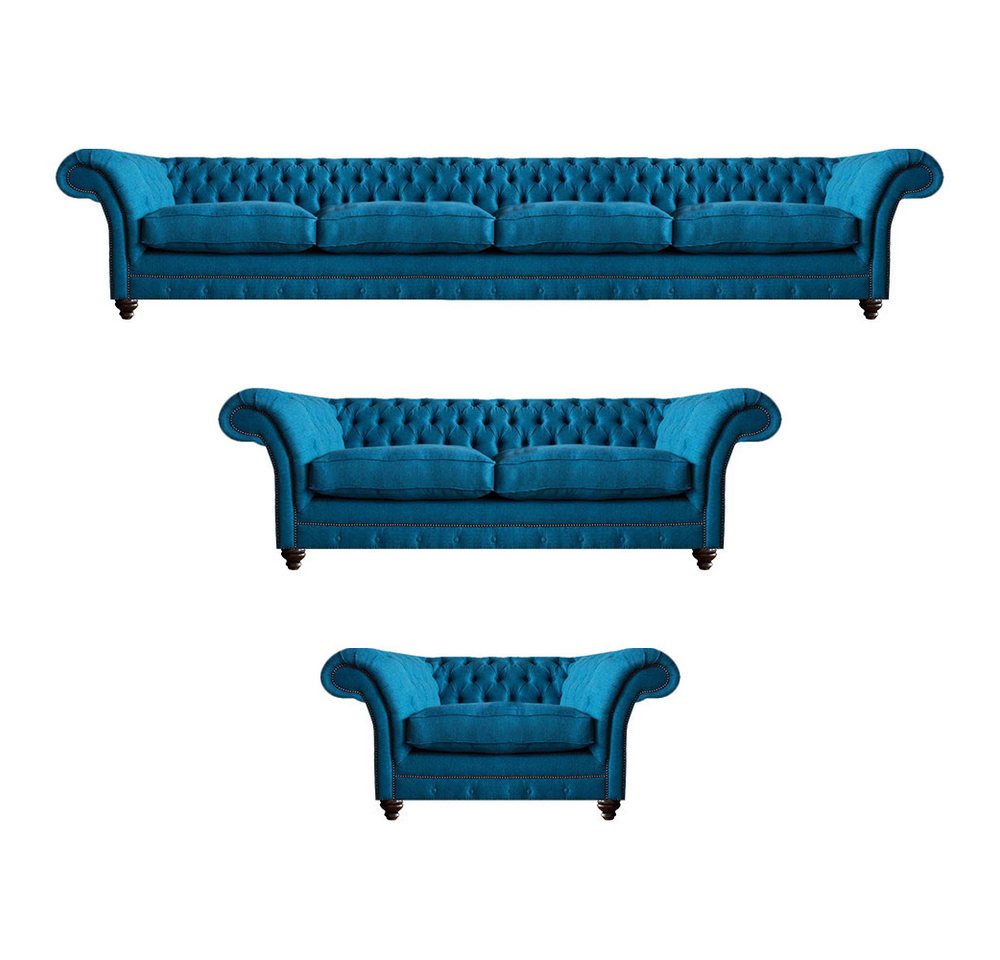 JVmoebel Chesterfield-Sofa Lux Komplett 3tlg Chesterfield Textil Sofas Polstermöbel Einrichtung, 4-Sitzer Sofa/ 2-Sitzer Sofa/Sessel 3 Teile, Made in Europa von JVmoebel