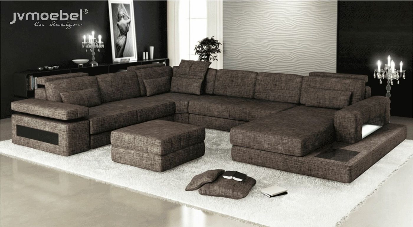 JVmoebel Ecksofa Ecksofa Stoff U-Form Couch Design Polster Textil Eck Wohnlandschaft, Made in Europe von JVmoebel