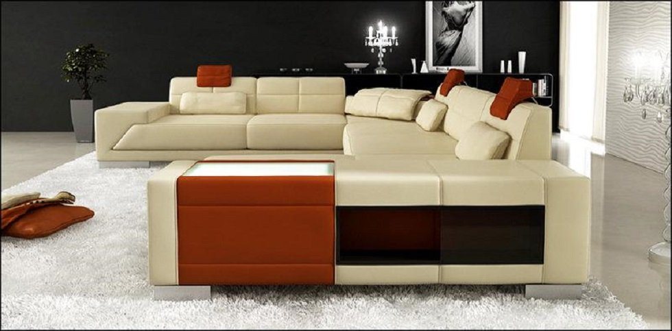 JVmoebel Ecksofa XXL BIG Wohnlandschaft U Form Ecksofa Sofa Couch Polster Leder, Made in Europe von JVmoebel