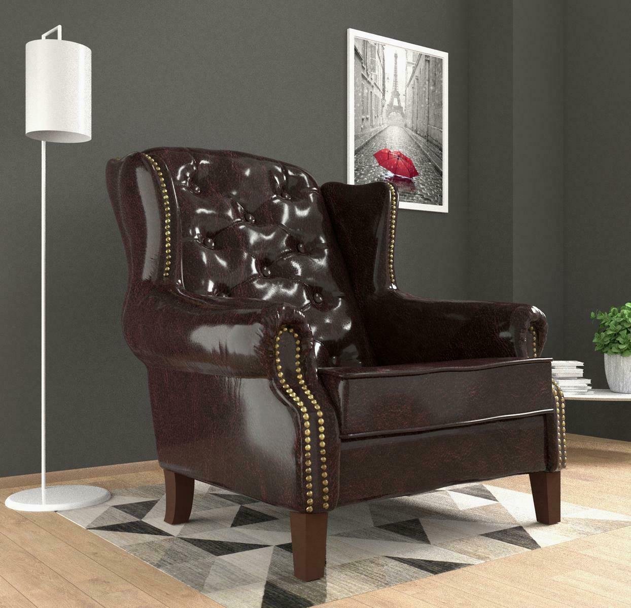 JVmoebel Ohrensessel, Design Sessel Leder Luxus Fernseh Couch 1 Sitzer Sofa Relax Lounge Club Polster von JVmoebel