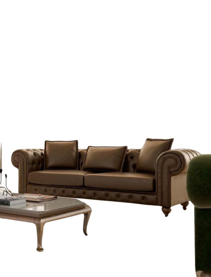 JVmoebel Sofa Brauner Dreisitzer Wohnzimmercouch Luxus Leder Sofas Stil Möbel Neu, 1 Teile, Made in Europa von JVmoebel