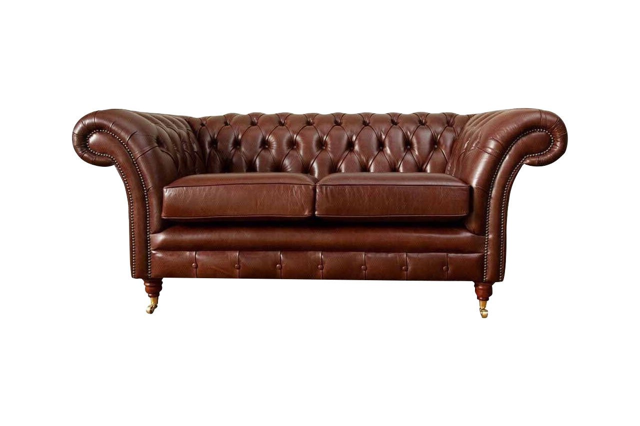 JVmoebel Sofa Chesterfield Couch Polster Leder Sofas Couchen Braune Zweisitzer Neu, Made In Europe von JVmoebel
