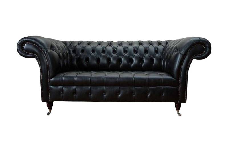 JVmoebel Sofa Dreisitzer Luxus Sofa 3 Sitzer Sofas Sitzer Leder Schwarz Chesterfield, Made In Europe von JVmoebel