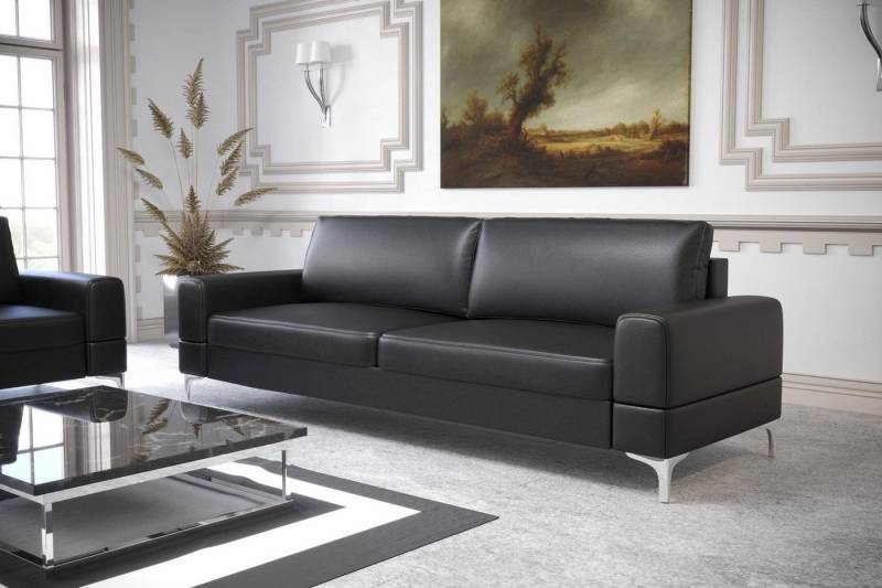 JVmoebel Sofa Modernes Weißes Sofa Dreisitzer Luxus Couch Kunstleder Möbel Holz, Made in Europe von JVmoebel