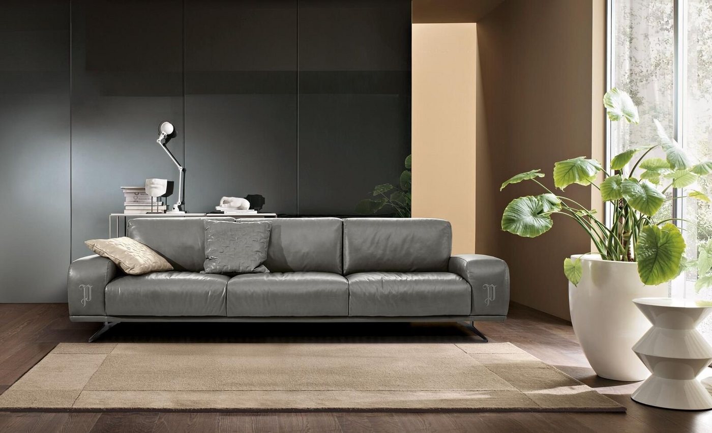 JVmoebel Sofa Sofa 3 Sitz Luxus Möbel Wohnzimmer Leder Couch Dreisitzer Grau Design von JVmoebel