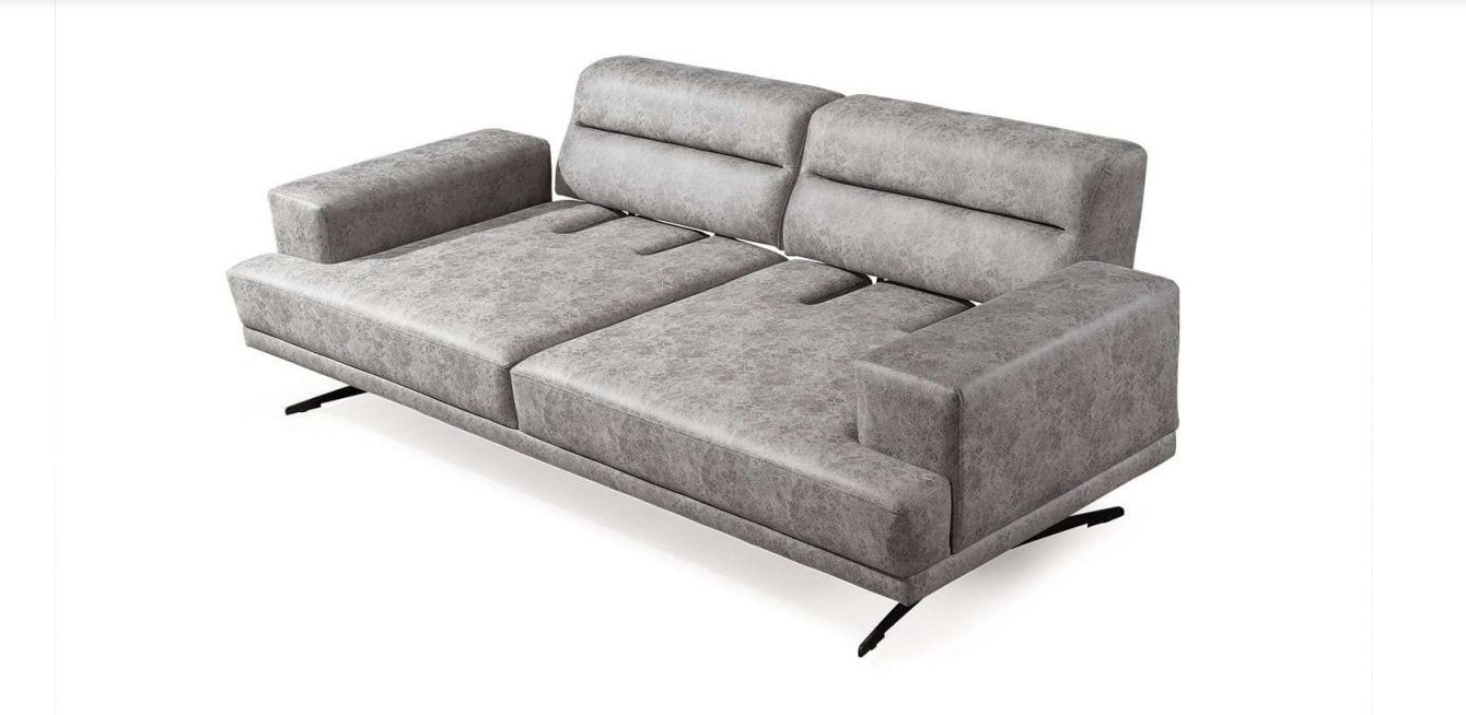 JVmoebel Sofa, Sofa 3 Sitzer Sofas Leder Dreisitzer Sitz Polster Design Modern Grau von JVmoebel