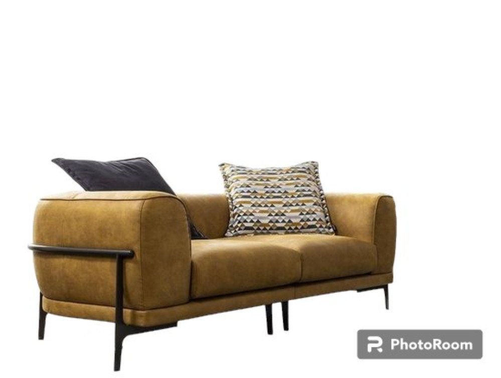 JVmoebel Sofa Zweisitzer Sofa 2 Sitzer Sofas Modern Gelb Kunstleder Couch Design, Made in Europa von JVmoebel