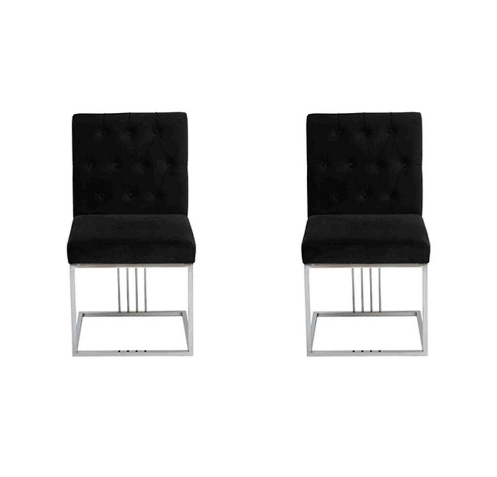 JVmoebel Stuhl Lehnstuhl Designer 2x Stühle Esszimmer Möbel Essstühle Edelstahlstuhl (2 St), Made in Europa von JVmoebel