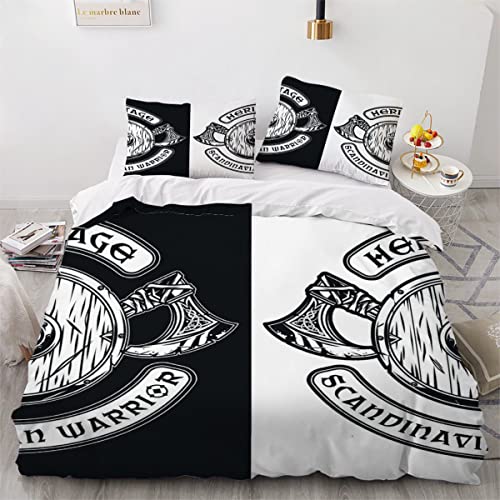 Skandinavien Bettwäsche 135x200cm 3D Drucken Viking Keltisch Bettbezug Set Weich Microfaser Bettbezug für Kinder Jungen Mädchen Erwachsener 3 Teilig Hypoallergen Bettwaren von JWFGTT