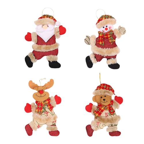 4PCS Weihnachten Ornamente JWORRA Weihnachtsbaum Hängen Dekorationen Hängende Dekoration Santa Schneemann Rentier Bär Spielzeug Puppe Hängen Dekorationen Dekorieren Von Weihnachtsbäumen von JWORRA