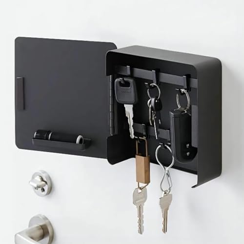 JXAXD Schlüsselbrett Wandmontage Keybox mit Ablage und 5 Haken für Wandhaken Dekor, Schlüsselhalter für Schlüssel Aufbewahrung an Eingang für Zuhause, Wohnung, Büro(Schwarz) von JXAXD