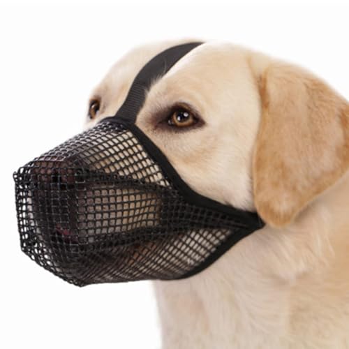 Maulkorb für Hunde Maulkorb Hund mit Abgerundetem Mesh und Verstellbare Schlaufe Atmungsaktive Haustier Maske Hundetraining für Kleine Mittlere und Große Hunde(S, Schwarz) von JXAXD