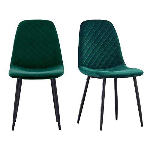 JYMTOM Esszimmerstühle Wohnzimmerstuhl Sessel mit Rückenlehne Sessel Stuhl Scandinavian Vintage Künstlich aus künstlichem Wildleder mit Stahlbeinen in Schwarz (2, grün) von JYMTOM