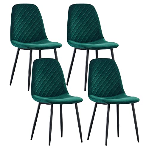 JYMTOM Esszimmerstühle Wohnzimmerstuhl Sessel mit Rückenlehne Sessel Stuhl Scandinavian Vintage Künstlich aus künstlichem Wildleder mit Stahlbeinen in Schwarz (4, grün) von JYMTOM