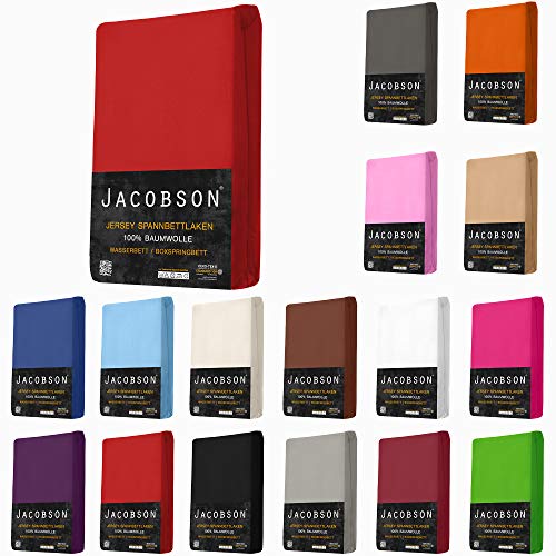 JACOBSON Jersey Spannbettlaken Spannbetttuch für WASSERBETT BOXSPRINGBETT (180 x 200 cm - 200 x 220 cm, Dunkelblau) von JACOBSON