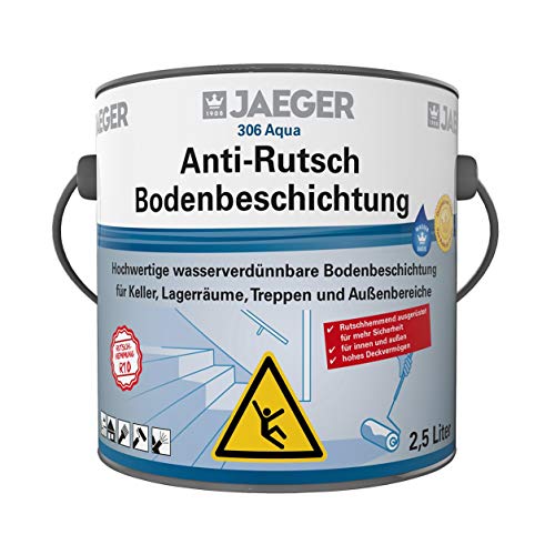 JAEGER Anti-Rutsch Bodenbeschichtung 1K-Beschichtung 2,5 Liter lieferbar in 3 Grautönen (RAL 7001 silbergrau) von Jaeger