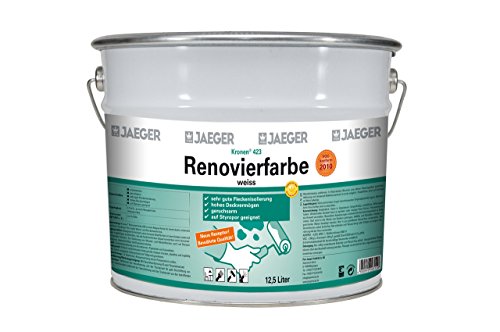 JAEGER Kronen 432 Renovierfarbe weiss 12,5L - Universal Absperrfarbe für Innenräume, isolierend und hochdeckend. von Jaeger