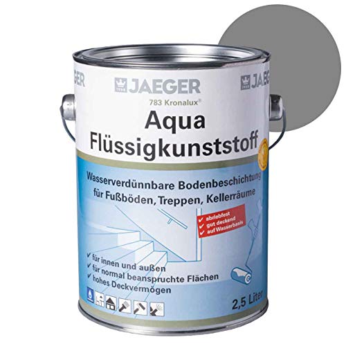 Jaeger Kronalux Aqua-Flüssigkunststoff, Bodenbeschichtung auf Wasserbasis (2,5 Liter, silbergrau (7001)) von Jaeger