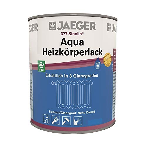 Jaeger Sinolin AQUA Heizkörperlack weiss, geruchsmild, schnelltrocknend (2,5 Liter, hochglänzend weiss (RAL 9016)) von Jaeger