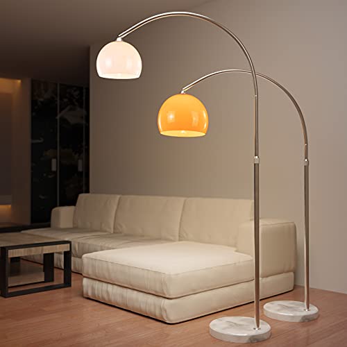 Jago® Bogenleuchte - Höhenverstellbar, A++ bis E, 145-220/130-180 cm, 1xE27 LED, max.60W, Orange/Weiß - Bogenlampe, Stehlampe, Standleuchte, Bogenstandleuchte (Höhe: 130-180 cm, Orange) von Jago