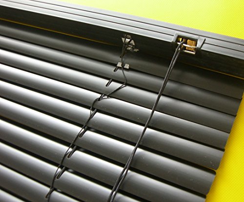 PVC Jalousie schwarz - Breite 50 bis 120 cm - Höhe 160/220 cm - Tür Fenster Rollo Kunststoff Jalousette Fensterjalousie Lamellen Plastik (110 x 160 cm) von JalousieCrew