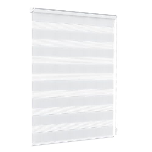 Jalousiescout Doppelrollo, 3 Montagemöglichkeiten mit und ohne Bohren, Rollo Fensterrollo, Lichtdurchlässig, Feuchtraumgeeignet, 107.5 x 220 cm (BxH) Weiß von Jalousiescout