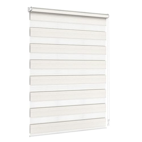 Jalousiescout Doppelrollo, 3 Montagemöglichkeiten mit und ohne Bohren, Rollo Fensterrollo, Lichtdurchlässig, Feuchtraumgeeignet, 55 x 210 cm (BxH) Beige-marmoriert von Jalousiescout