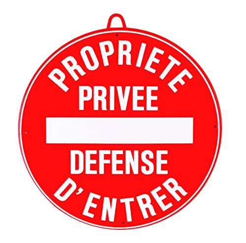 Januel Schild, Aufschrift "Défense d'Entrer", 28 cm, rot bedruckt, weiß, Hart-PVC, 5 mm, UV-beständig von januel