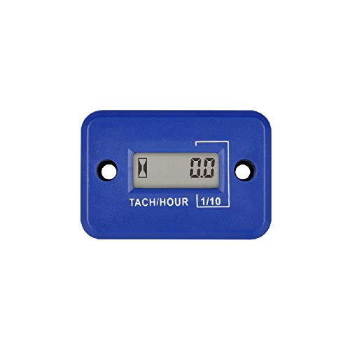 Jayron Tacho Stundenzähler Digital LCD Induktiver Drehzahlmesser Keine Batterie Leistungsstarke Zeitdrehzahlmessung Wasserdichtes Design für Gasmotor Rasenmäher Motorrad(2/4 Hub) (Blau) von Jayron