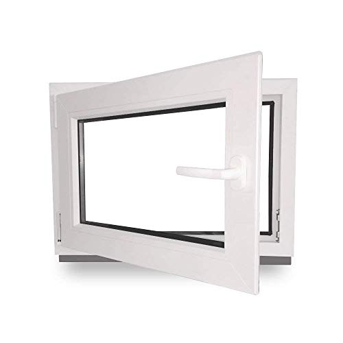 Kellerfenster - Kunststoff - Fenster - weiß - BxH: 100 x 75 cm - 1000 x 750 mm - DIN Links - 3 fach Verglasung - 60 mm Profil von JeCo