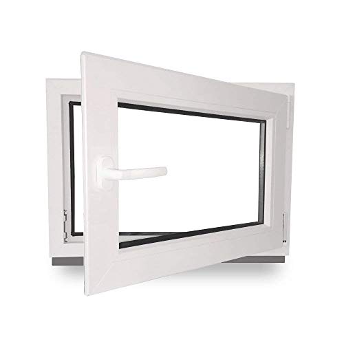Kellerfenster - Kunststoff - Fenster - weiß - BxH: 105 x 55 cm - 1050 x 550 mm - DIN Rechts - 3 fach Verglasung - 60 mm Profil von JeCo