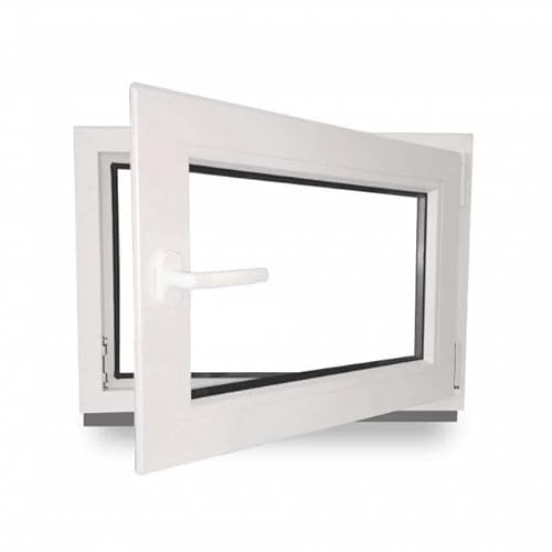 Kellerfenster - Kunststoff - Fenster - weiß - BxH: 80 x 60 cm - 800 x 600 mm - DIN Links - 3 fach Verglasung - 60 mm Profil von JeCo