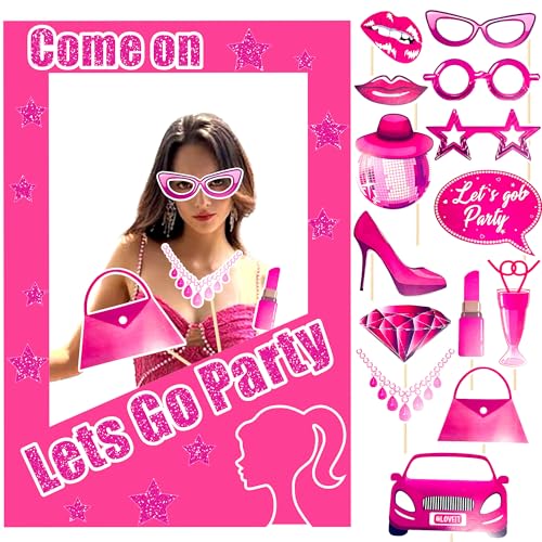 JeVenis Lets Go Party Photo Booth Props Hot Pink Girl Birthday Party Supplies Come On Lets Go Party Decoration Bachelorette Bridal Shower Birthday von JeVenis