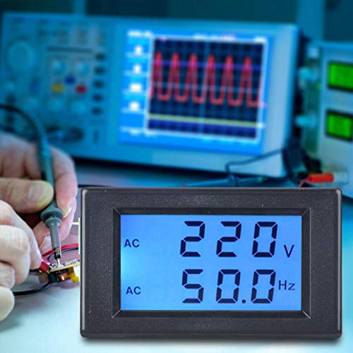 Zweidraht-LCD-Bildschirm Spannungsvoltmeter Digitaler hochgenauer AC Voltmeter Anzeigetester AC-Frequenzmessung 45,0-65,0 Hz(AC150-500V-Schwarz) von Jeanoko