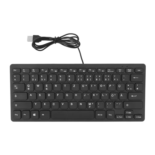 78 Tasten Deutsch/Französisch/Spanisch/Englisch Zweisprachige Tastatur, Ultraschlanke Kabelgebundene USB-Tastatur, Spritzwassergeschützte (Deutsches QWETZ-Layout) von Jectse