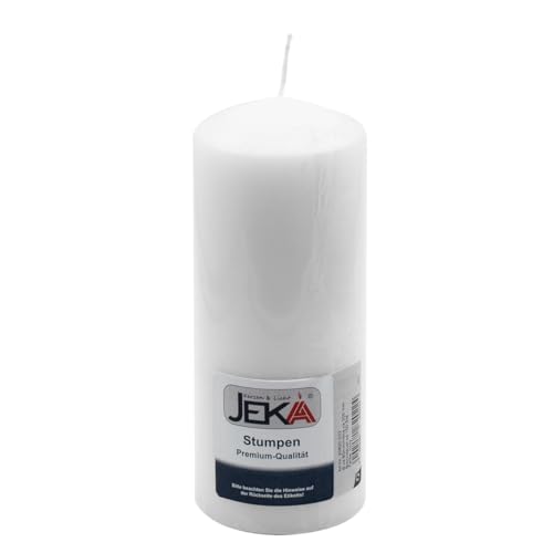 Jeka Stumpenkerzen, 1 Säulenkerzen, 80x200 mm, Weiß Farbe, Lange Brenndauer 100 Stunden, Tropffrei Wachskerzen, Ohne Duft, 1 Stück von Jeka