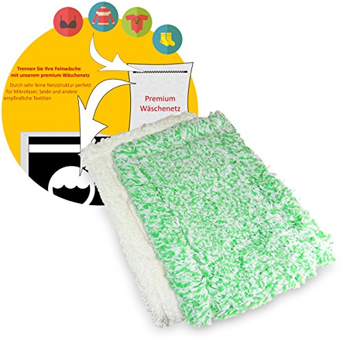 Jemako Bodentuch Set grüne Faser lang und weiss kurze Faser 42cm für glatte und glänzende Böden sowie Kunststoffböden inkl. Wäschenetz von Jemako