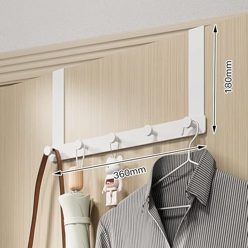 Türhaken, Türhaken Aufhänger Stanzfrei Nahtlos Langer Arm, Leiser Aluminium Türhaken Zum Aufhängen von Mantel, Handtuch, Tasche, Bademantel, Hut(5 Hooks) von Jenngaoo