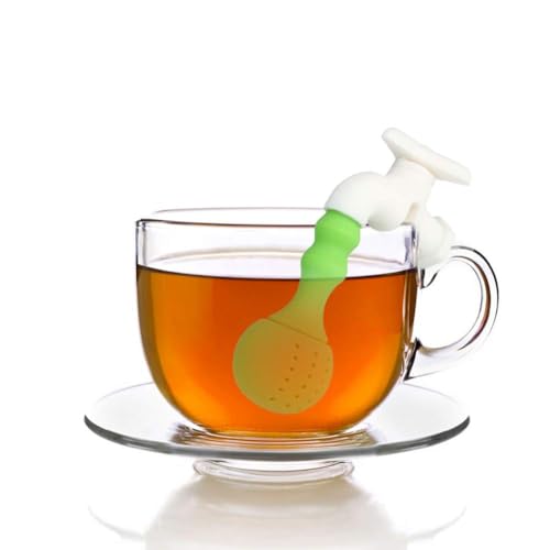 2 Stück Tee Ei, tragbarer Silikon Wasserhahn Teefilter Haushalt Büro grün Silikon Tee Ei Wasserhahn Form Filterzubehör Teesieb Teefilter für Losen Tee von Jerliflyer