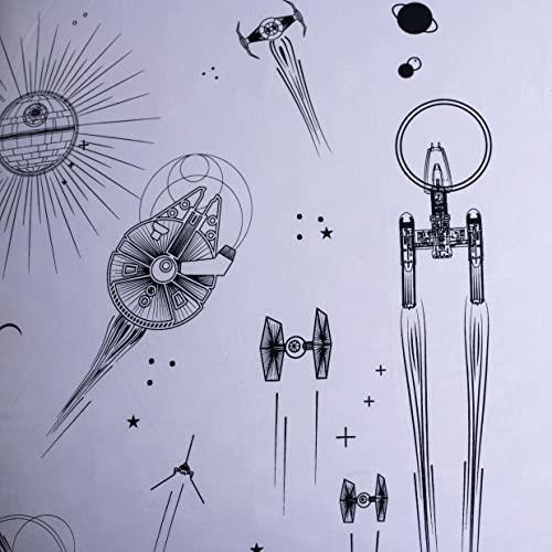 Jerry Fabrics Star Wars Spannbettlaken Spannbetttuch Raumschiffe schwarz weiß, 90 x 200 + 25 cm, 100 % Baumwolle von Jerry Fabrics