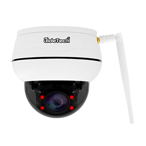 JideTech 5MP Überwachungskamera Aussen WLAN, PTZ Dome-IP-Kamera mit 4-Fach optischem Zoom, integriertem Zwei-Wege-Audio, humanoider Bewegungserkennung, 30 m IR-Nachtsicht, VC-P1 PLUS-5X-5MPW-N von JideTech