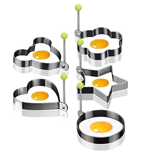 Spiegeleiform,Spiegelei Ringe 5 PCS Edelstahl Spiegelei Form Ei Shaper Set Pancake Form Fried Egg Ringe Küche für Spiegeleier Pfannkuchen Omelette Pancake von Jieddey